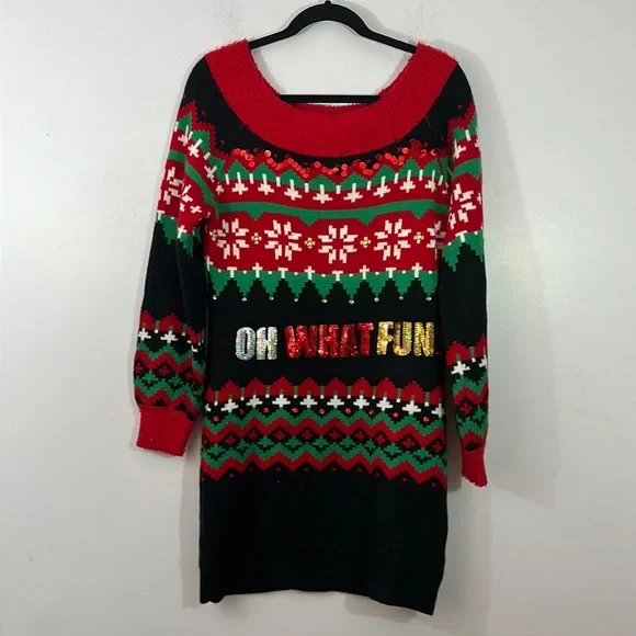 It's Our Time Sweaters Oh What Fun Christmas Sweater Dress